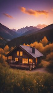 sunset Mountain Cabin Autumn Aesthetic Idea 4