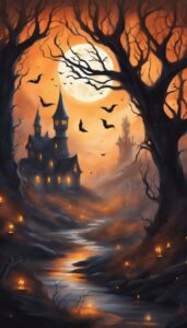 Black Dark Halloween Decoration Aesthetic Background Illustration Wallpaper 1