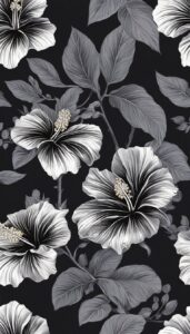 Black Dark Hibiscus Flower background aesthetic wallpaper illustration 1