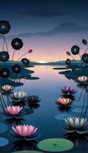 Black Dark Lotus Flower background 4