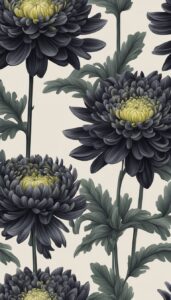 Black Dark Mum Chrysanthemum flower background aesthetic wallpaper illustration 1