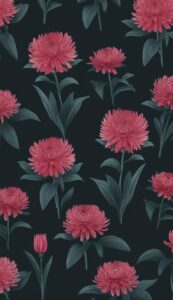 Black Dark Mum Chrysanthemum flower background aesthetic wallpaper illustration 4