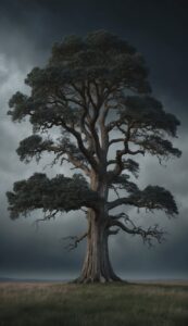 Black Dark oak tree background wallpaper illustration 4