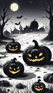 Black Halloween Pumpkins background 2