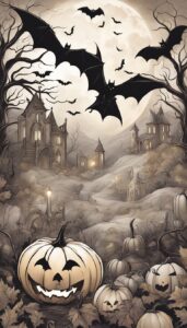 Black and White Halloween Decoration Aesthetic Background Illustration Wallpaper 3