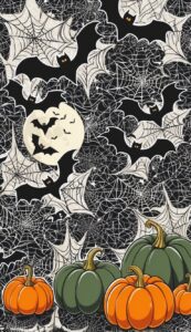 Black and White Halloween Pattern Background Illustrations Wallpaper 2