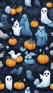 Blue Halloween Decoration Aesthetic Background Illustration Wallpaper 2