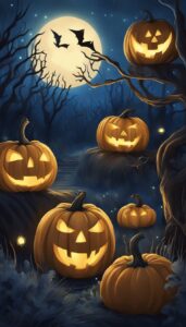 Blue Halloween Pumpkins background 2