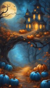 Blue Halloween Pumpkins background 3