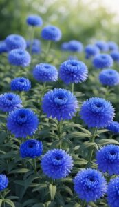 Blue Mum Chrysanthemum flower background aesthetic wallpaper illustration 4