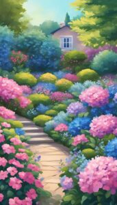 Blue and Pink Flowers background wallpaper illustration 1