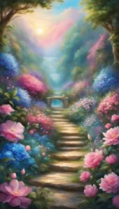 Blue and Pink Flowers background wallpaper illustration 3