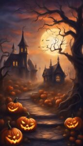 Dark Halloween Pumpkins background 3