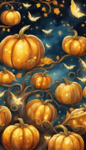 Gold Halloween Decoration Aesthetic Background Illustration Wallpaper 2