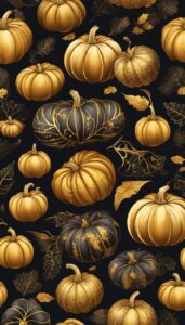 Gold Halloween Pumpkins background 1