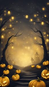 Gold Halloween Pumpkins background 2