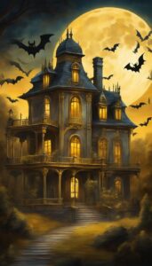 Gold and Black Halloween Decoration Aesthetic Background Illustration Wallpaper 4