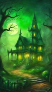 Green Halloween Decoration Aesthetic Background Illustration Wallpaper 2