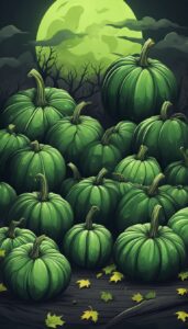 Green Halloween Pumpkins background 1