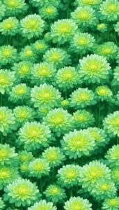 Green Mum Chrysanthemum flower background aesthetic wallpaper illustration 1