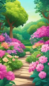 Green and Pink Flowers background wallpaper illustration 1