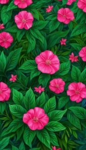 Green and Pink Flowers background wallpaper illustration 6