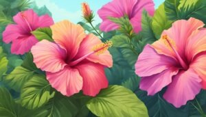 Landscape Hibiscus Flower background aesthetic wallpaper illustration 1