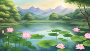 Landscape Lotus Flower background 1