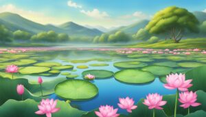 Landscape Lotus Flower background 2