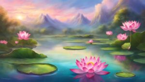 Landscape Lotus Flower background 3