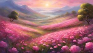 Landscape Pink Flowers background wallpaper illustration 2