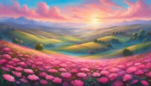 Landscape Pink Flowers background wallpaper illustration 3