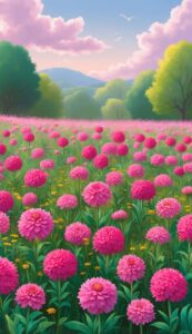 Landscape Pink Flowers background wallpaper illustration 4