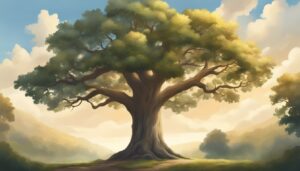 Landscape oak tree background wallpaper illustration 2