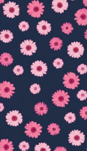 Navy Blue and Pink Flowers background wallpaper illustration 4