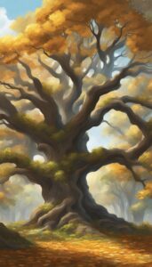 Old oak tree background wallpaper illustration 1