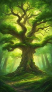 Old oak tree background wallpaper illustration 3