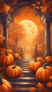 Orange Halloween Decoration Aesthetic Background Illustration Wallpaper 3