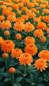 Orange Mum Chrysanthemum flower background aesthetic wallpaper illustration 4