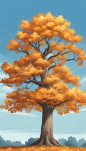 Orange oak tree background wallpaper illustration 2