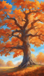 Orange oak tree background wallpaper illustration 3