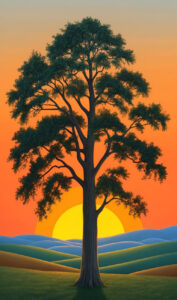 Orange oak tree background wallpaper illustration 4