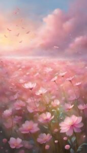 Pastel Pink Flowers background wallpaper illustration 2