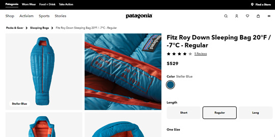 Patagonia sleeping bag