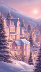 Pink Christmas Village background 1