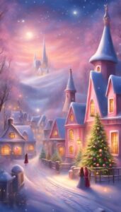 Pink Christmas Village background 2