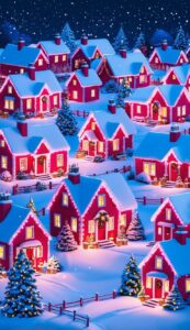 Pink Christmas Village background 3