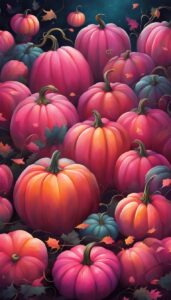 Pink Halloween Pumpkins background 2