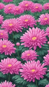 Pink Mum Chrysanthemum flower background aesthetic wallpaper illustration 1