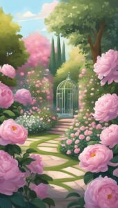 Pink Romantic Flowers aesthetic wallpaper background illustration 1